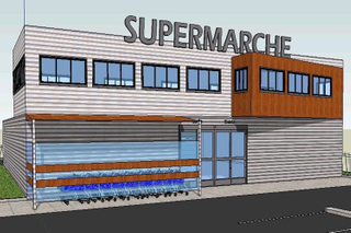 Edificio de la tienda de supermercados con marco de estructura de acero